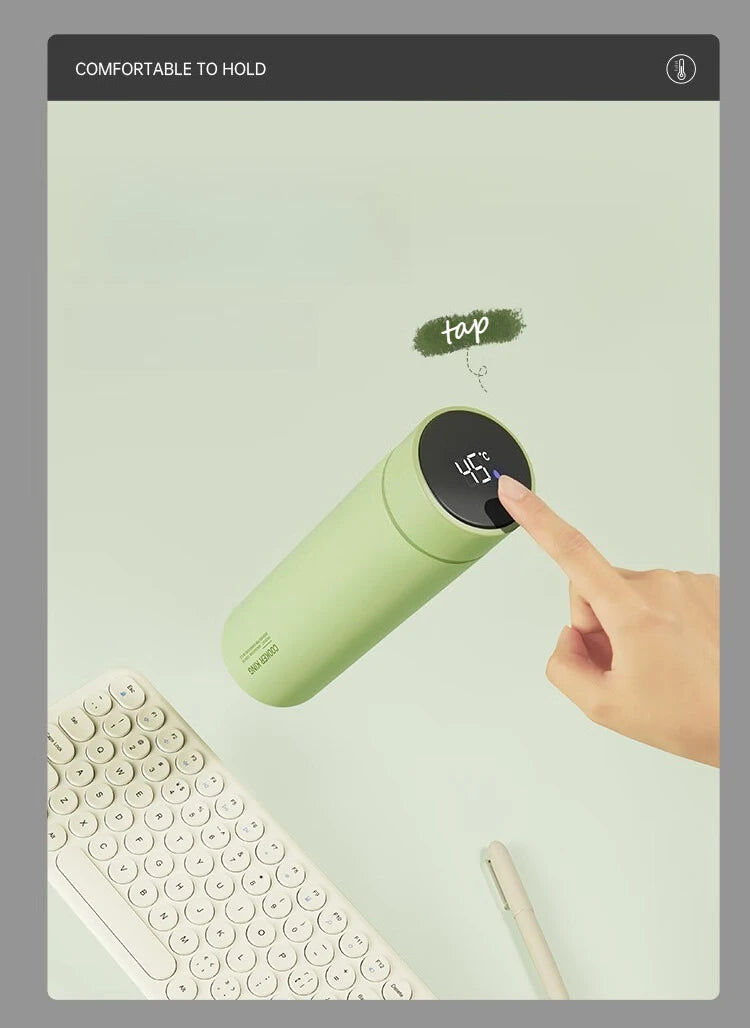COOKER KING 480ml Smart Thermos Cup 316stainless Steel+PP Temperature Display Thermos Cup Waterbottle Office Business Meeting