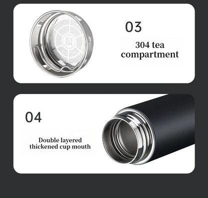 COOKER KING 480ml Smart Thermos Cup 316stainless Steel+PP Temperature Display Thermos Cup Waterbottle Office Business Meeting