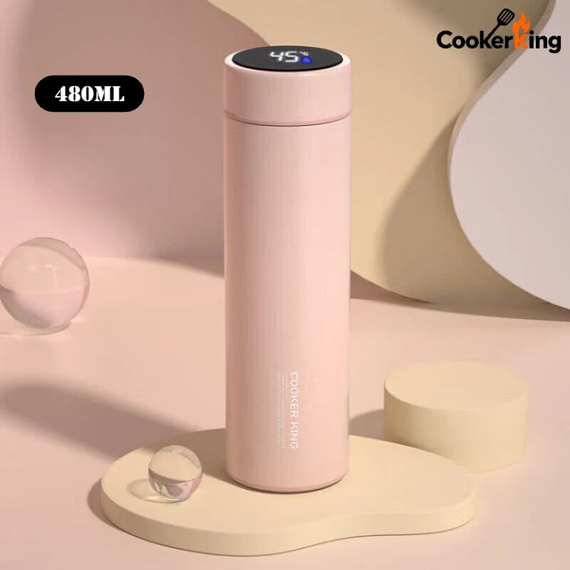 COOKER KING 480ml Smart Thermos Cup 316stainless Steel+PP Temperature Display Thermos Cup Waterbottle Office Business Meeting