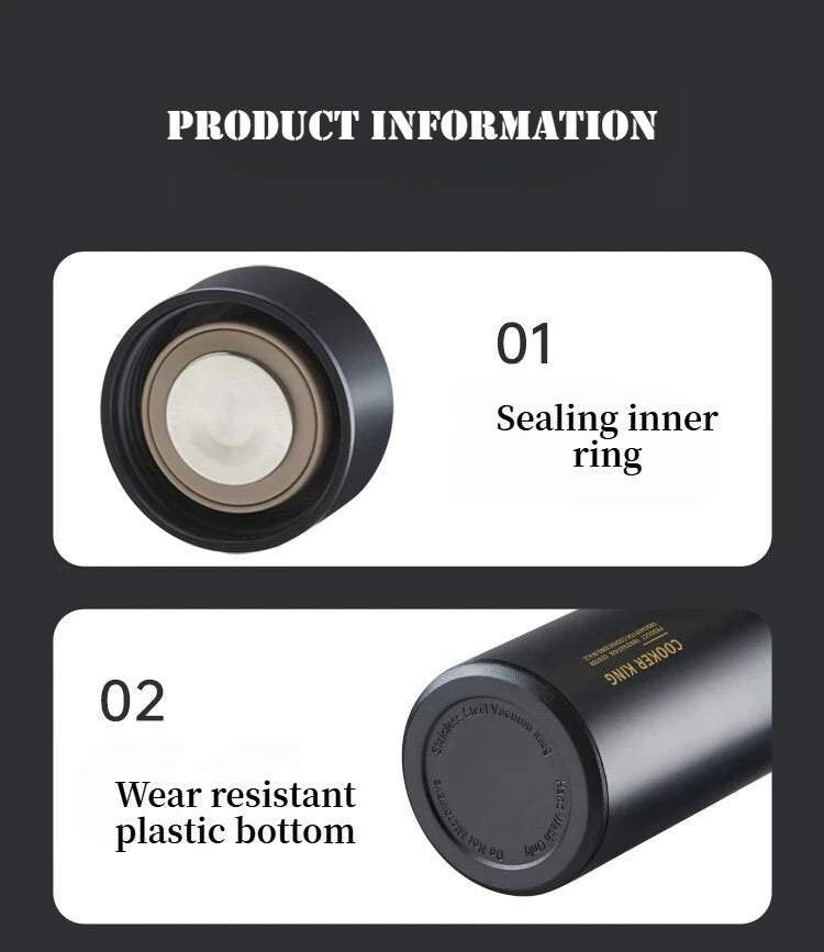 COOKER KING 480ml Smart Thermos Cup 316stainless Steel+PP Temperature Display Thermos Cup Waterbottle Office Business Meeting