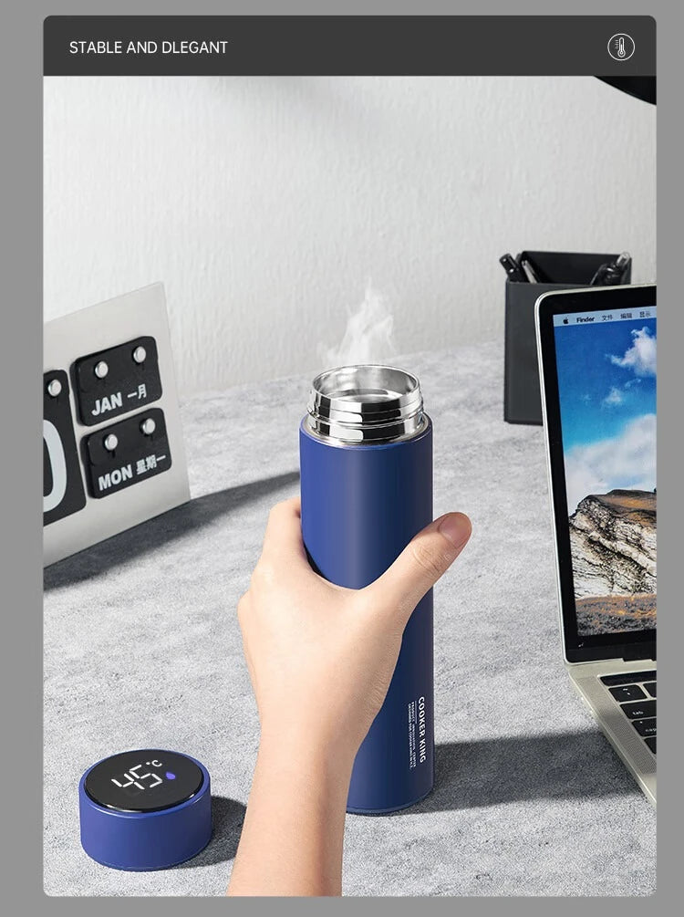COOKER KING 480ml Smart Thermos Cup 316stainless Steel+PP Temperature Display Thermos Cup Waterbottle Office Business Meeting