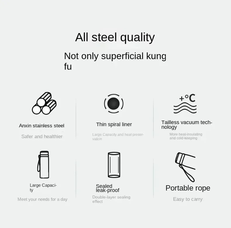 1L Thermal Water Bottle Vacuum Flasks Stainless Steel Thermos Bottle Keep Cold and Hot Water Bottle Thermos for Water Tea Coffee