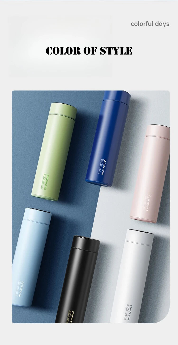 COOKER KING 480ml Smart Thermos Cup 316stainless Steel+PP Temperature Display Thermos Cup Waterbottle Office Business Meeting