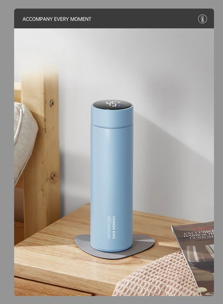 COOKER KING 480ml Smart Thermos Cup 316stainless Steel+PP Temperature Display Thermos Cup Waterbottle Office Business Meeting